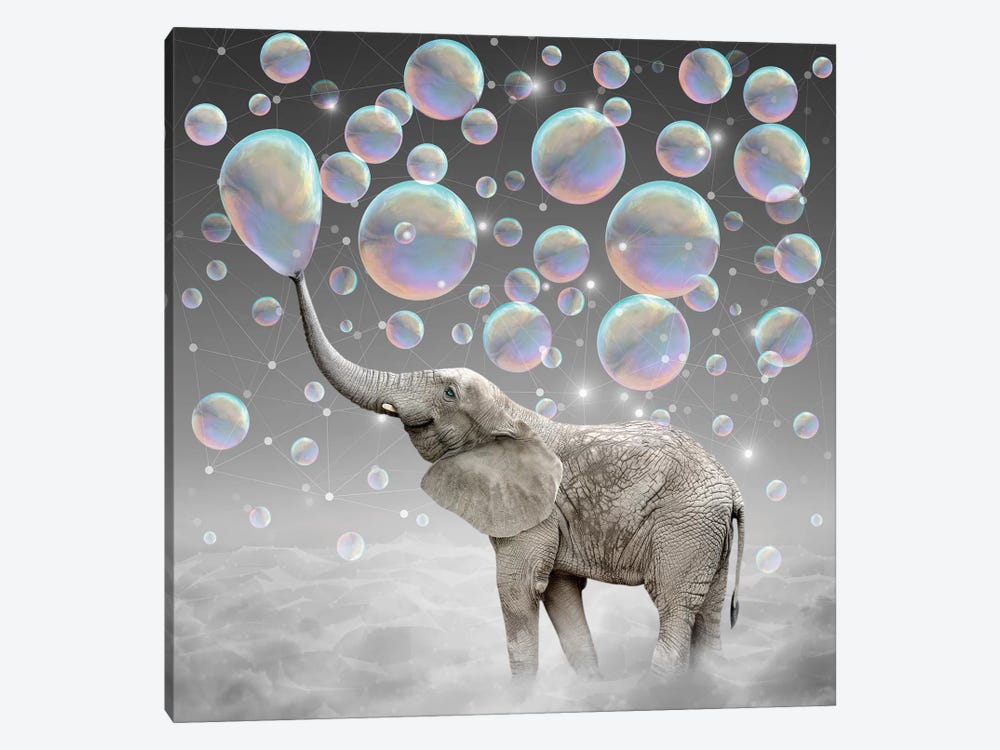 Dream Makers - Elephant Bubbles by Soaring Anchor Designs 1-piece Canvas Print