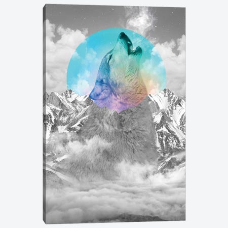 In Love With Moon - Wolf Canvas Print #SOA39} by Soaring Anchor Designs Canvas Art Print