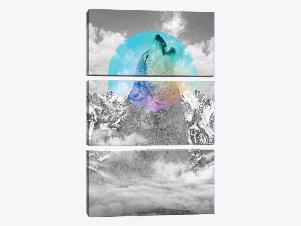 In Love With Moon - Wolf by Soaring Anchor Designs 3-piece Canvas Art