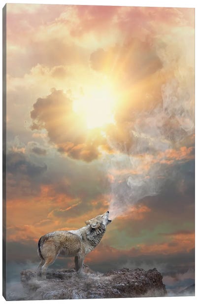 Lone Wolf Howl - Day Canvas Art Print - Imagination Art