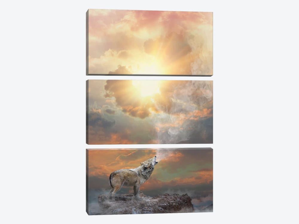 Lone Wolf Howl - Day by Soaring Anchor Designs 3-piece Canvas Wall Art