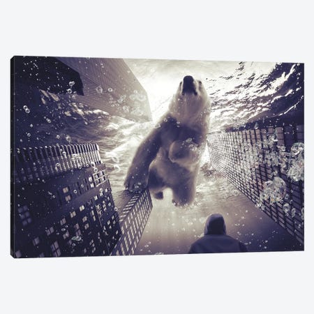 Oneiric - Polar Bear With Man Canvas Print #SOA54} by Soaring Anchor Designs Canvas Wall Art