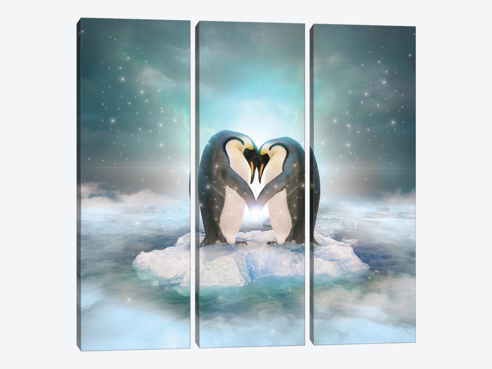 Penguin Couple by Soaring Anchor Designs 3-piece Art Print