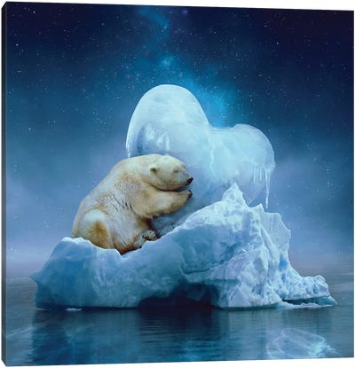 Polar Bear - Ice Heart Canvas Art Print - Imagination Art