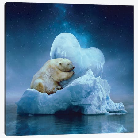 Polar Bear - Ice Heart Canvas Print #SOA57} by Soaring Anchor Designs Canvas Wall Art