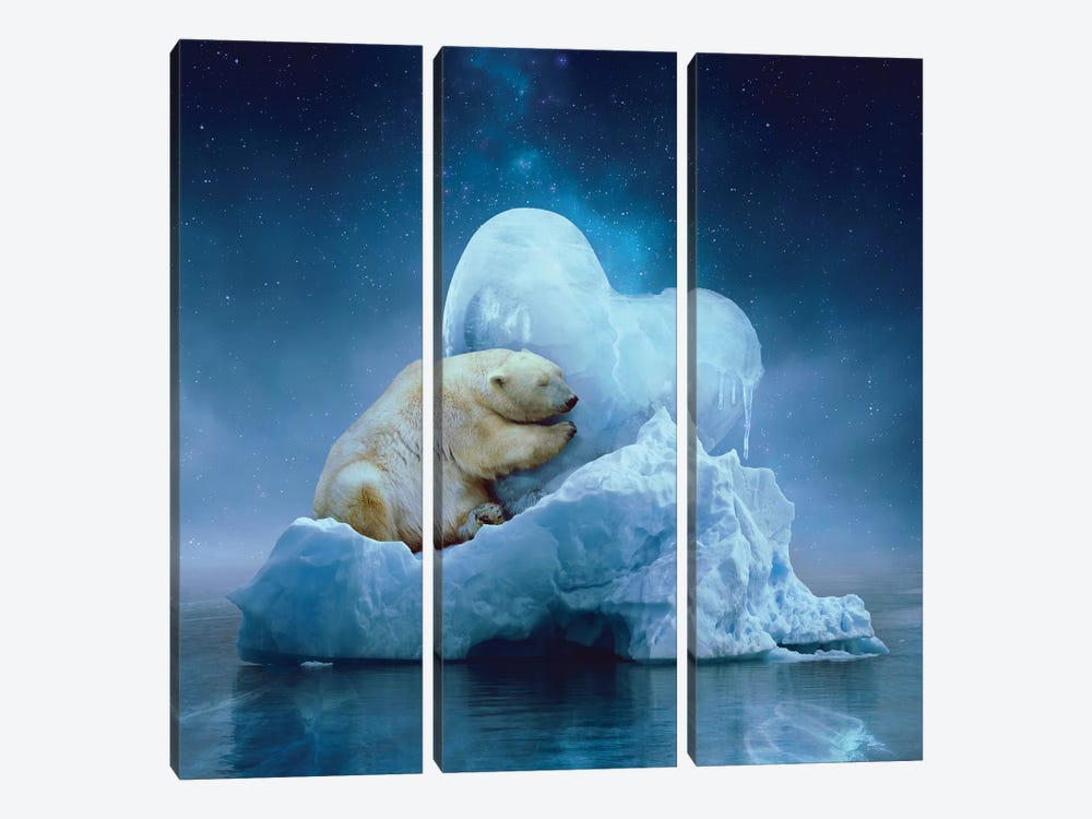 Polar Bear - Ice Heart by Soaring Anchor Designs 3-piece Canvas Wall Art