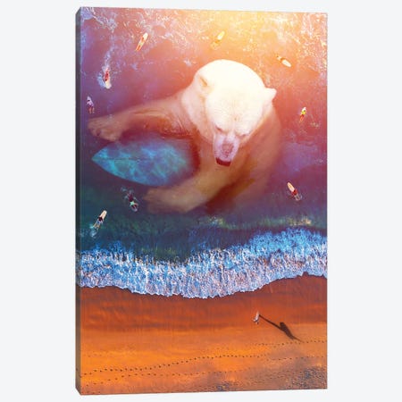 Polar Bear - Surfing Canvas Print #SOA58} by Soaring Anchor Designs Canvas Art Print