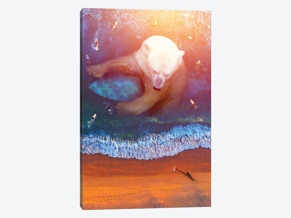 Polar Bear - Surfing 1-piece Art Print