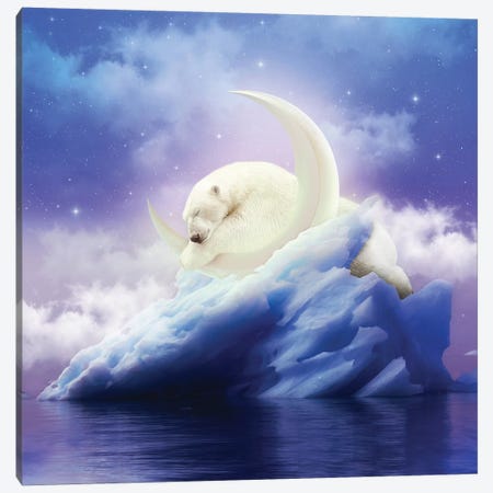 Polar Moon - Polar Bear Canvas Print #SOA60} by Soaring Anchor Designs Canvas Artwork