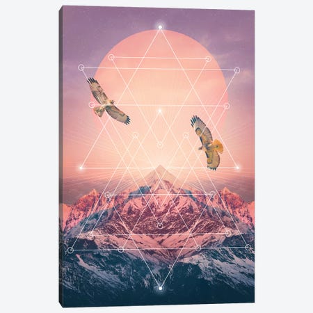 Rise Up - Pink Geo Mountain Canvas Print #SOA61} by Soaring Anchor Designs Canvas Wall Art