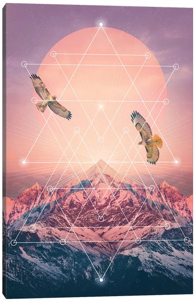 Rise Up - Pink Geo Mountain Canvas Art Print - Soaring Anchor Designs