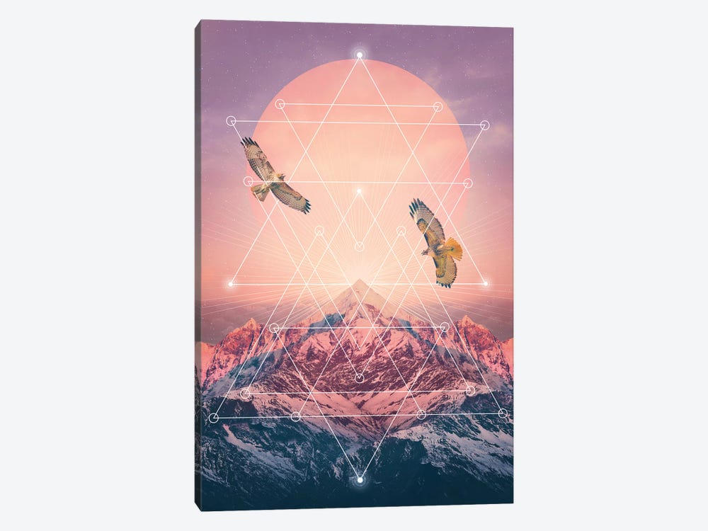 Rise Up - Pink Geo Mountain by Soaring Anchor Designs 1-piece Canvas Print