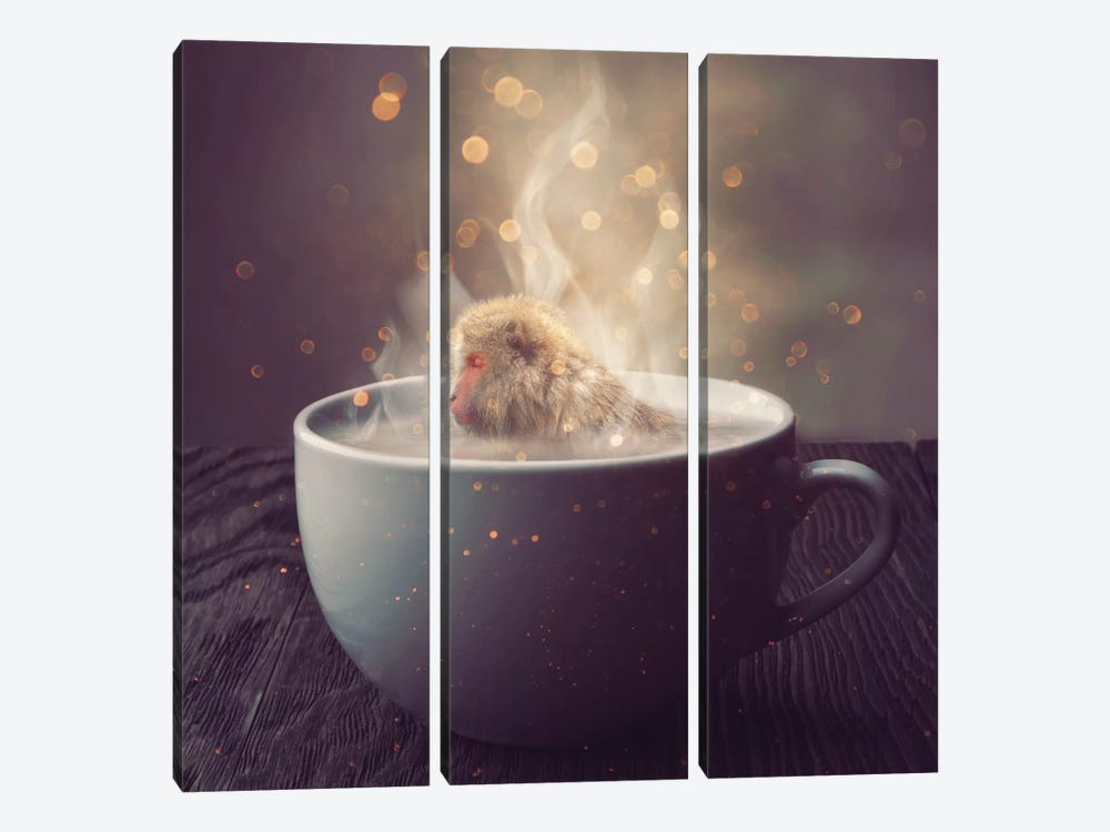 Snuggery - Macaque by Soaring Anchor Designs 3-piece Art Print