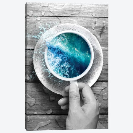 Spoondrift Wave - Cup In Black & White Canvas Print #SOA73} by Soaring Anchor Designs Canvas Print