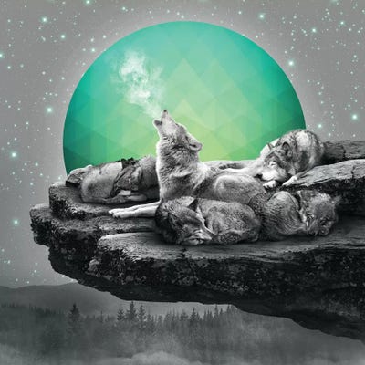 Wolf Pack - Geo Moon by Soaring Anchor Designs multi panel art