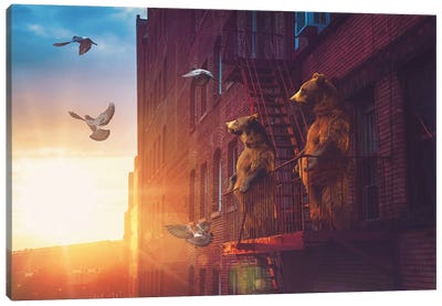 Bears Balcony NYC Canvas Art Print - Soaring Anchor Designs