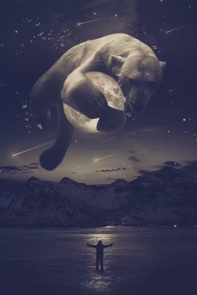 Cobalt Polar Bear Noctuary by Soaring Anchor Designs multi panel art