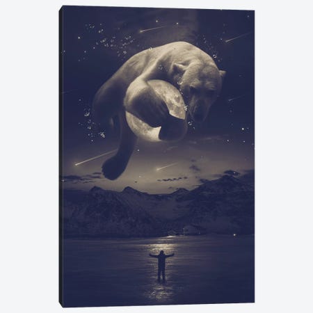 Cobalt Polar Bear Noctuary Canvas Print #SOA83} by Soaring Anchor Designs Canvas Artwork
