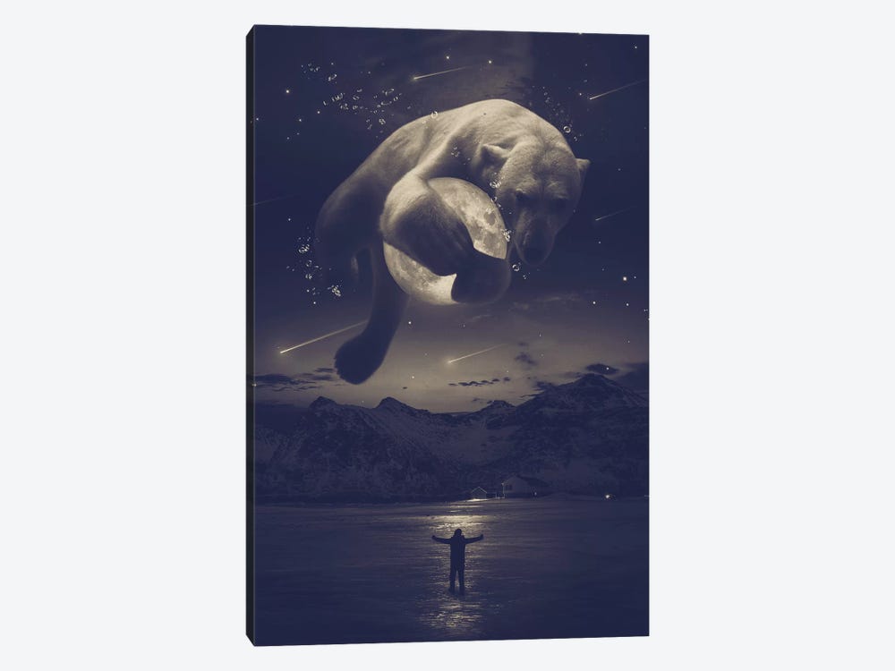 Cobalt Polar Bear Noctuary by Soaring Anchor Designs 1-piece Canvas Print