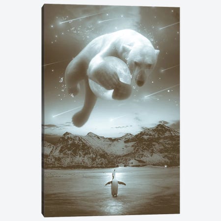 Cobalt Polar Bear Noctuary In Black & White Canvas Print #SOA84} by Soaring Anchor Designs Canvas Art Print