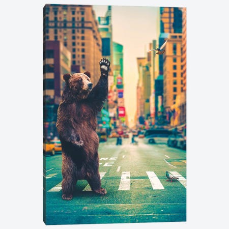 Neck Of Woods Bear NYC Color Canvas Print #SOA93} by Soaring Anchor Designs Art Print