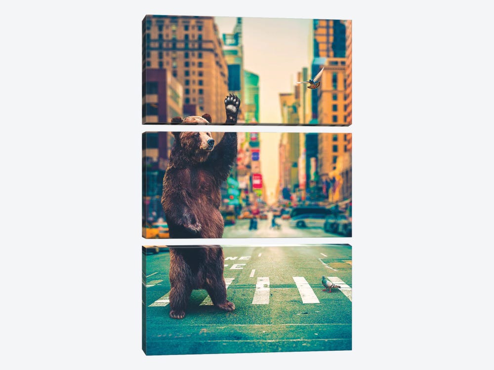 Neck Of Woods Bear NYC Color by Soaring Anchor Designs 3-piece Canvas Artwork