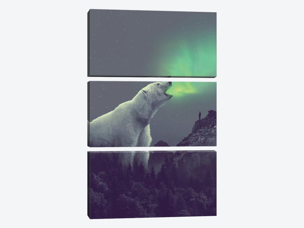 Polar Bear Forest Dipper by Soaring Anchor Designs 3-piece Art Print