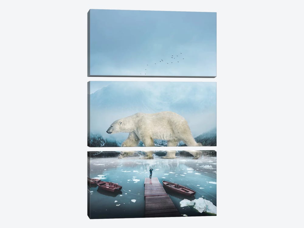 Polar Bear Navigator by Soaring Anchor Designs 3-piece Canvas Wall Art