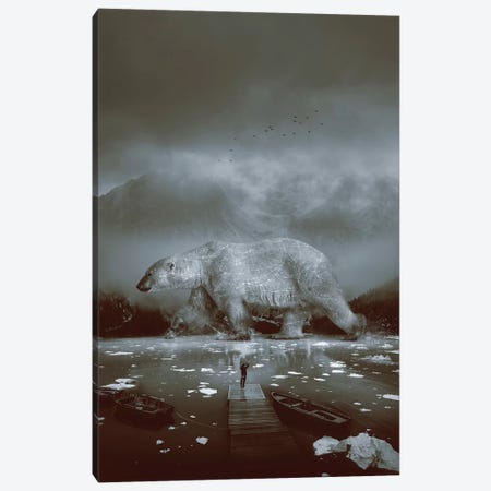 Polar Bear Navigator In Black & White Canvas Print #SOA98} by Soaring Anchor Designs Canvas Print