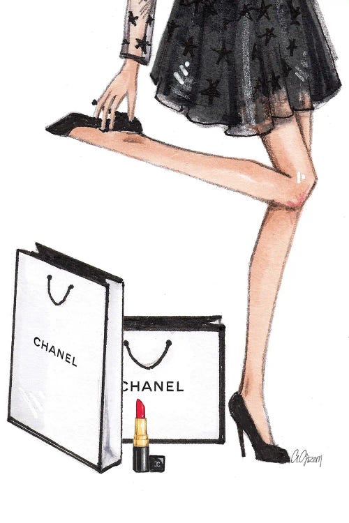 iCanvas Shopping Chanel Art by Anna Hammer Canvas Art Wall Decor ( Fashion > Fashion Brands > Chanel art) - 18x12 in