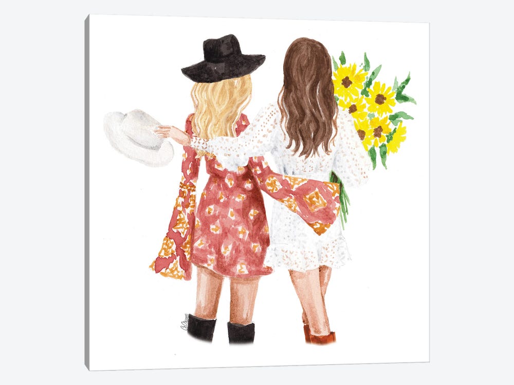 Best Friends With Sunflowers by Style of Brush 1-piece Art Print