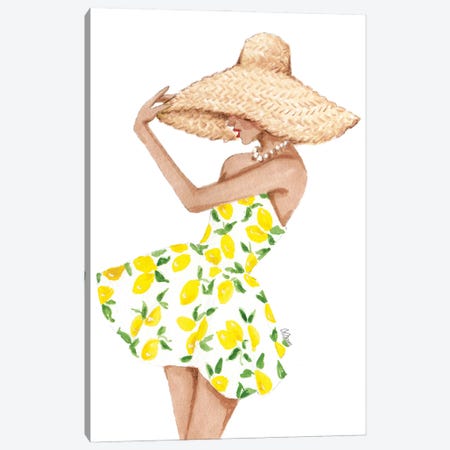 Lemon Dress Canvas Print #SOB21} by Style of Brush Canvas Art Print