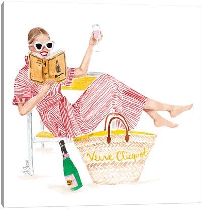 Champagne And Book Canvas Art Print - Reading Art
