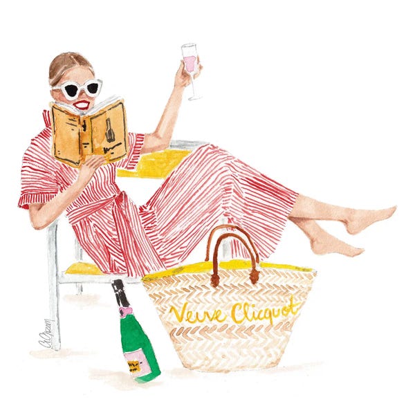 Reading: Champagne And Book by Style of Brush