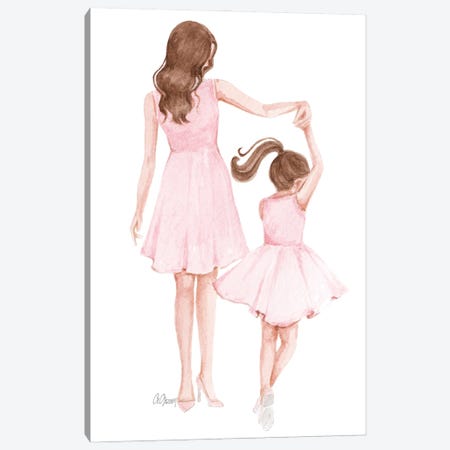 Mom And Daughter Dance Canvas Print #SOB27} by Style of Brush Canvas Artwork
