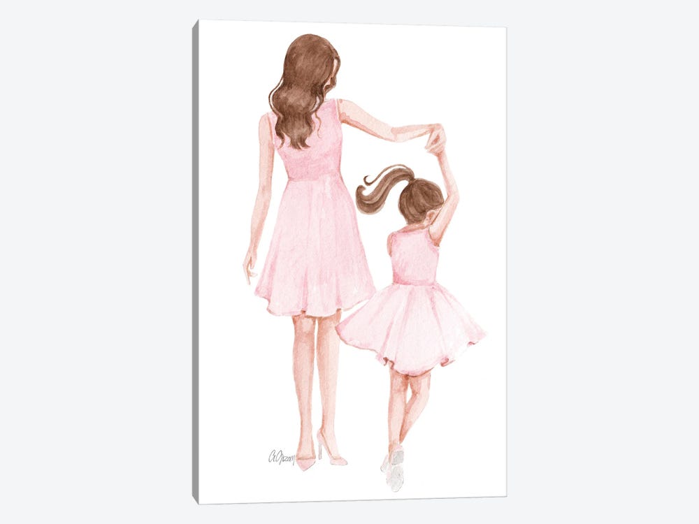Mom And Daughter Dance by Style of Brush 1-piece Canvas Art Print