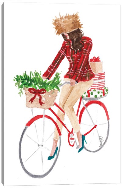 Holiday Bike Canvas Art Print - Style of Brush