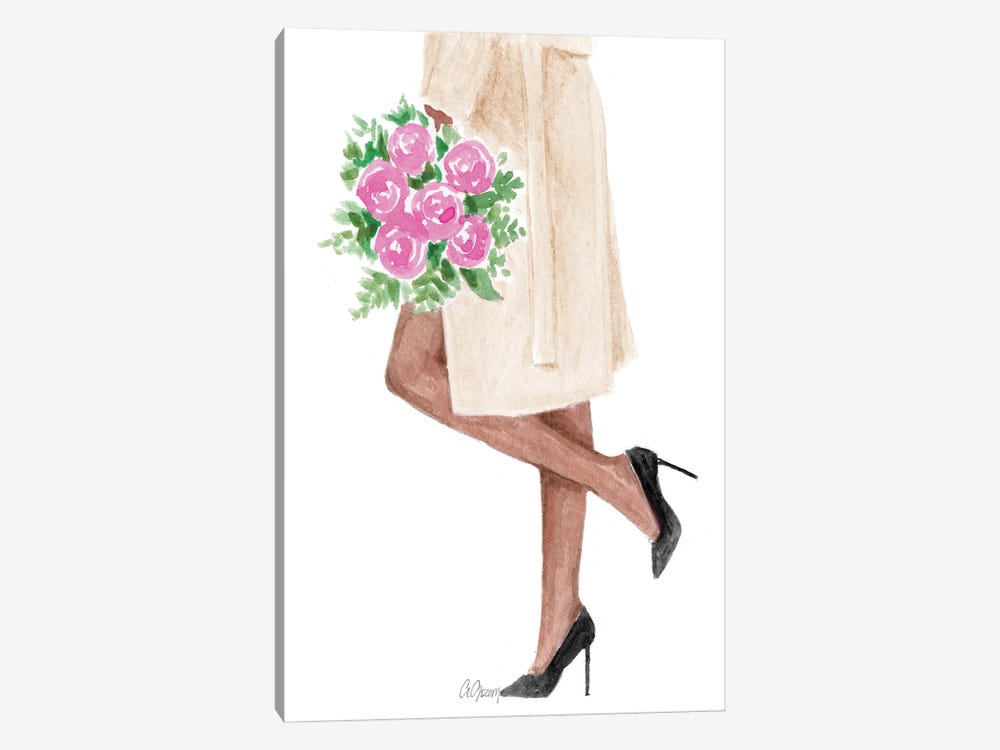 Pink Flowers by Style of Brush 1-piece Canvas Art