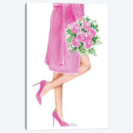 Pink Coat With Flower Canvas Print #SOB3} by Style of Brush Canvas Art Print