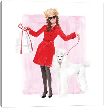 Holiday And Poodle Canvas Art Print - Women's Coat & Jacket Art
