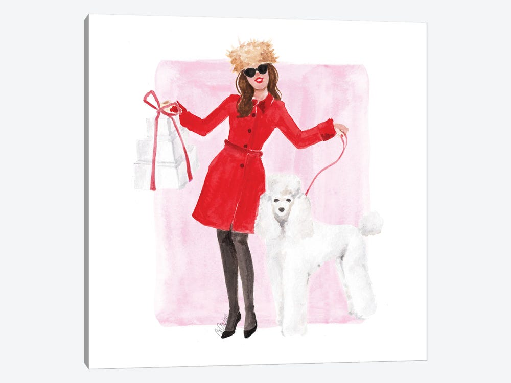 Holiday And Poodle by Style of Brush 1-piece Canvas Art