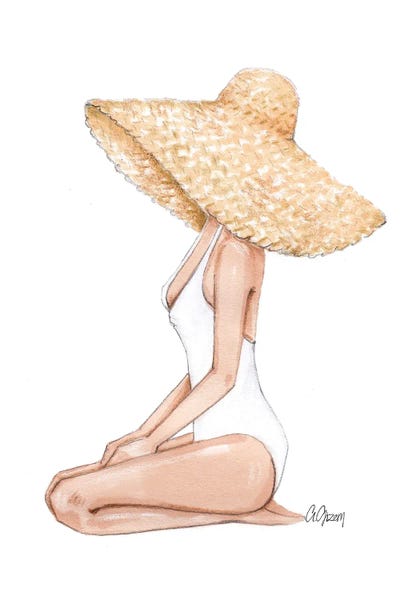 Women's Swimsuits: Straw Hat by Style of Brush