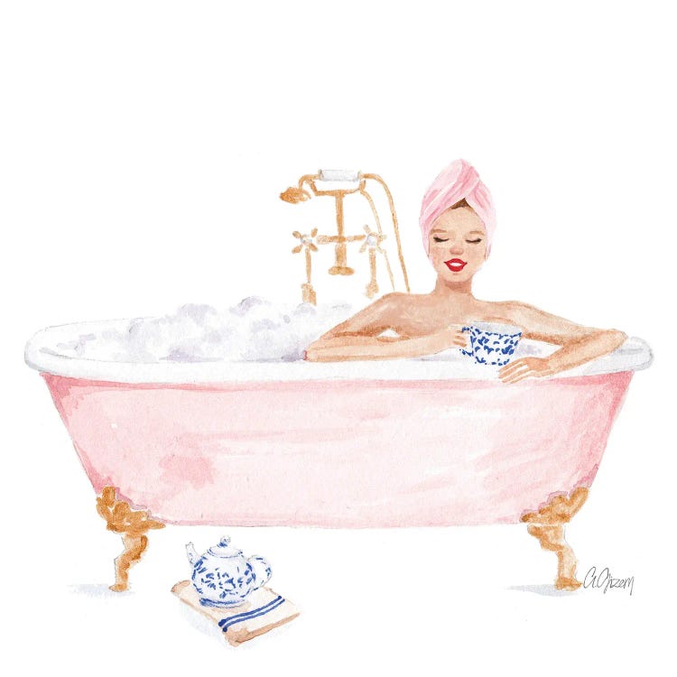 Pink Bathtub by Style of Brush wall art