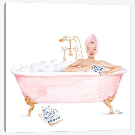 Pink Bathtub Canvas Print #SOB4} by Style of Brush Canvas Artwork