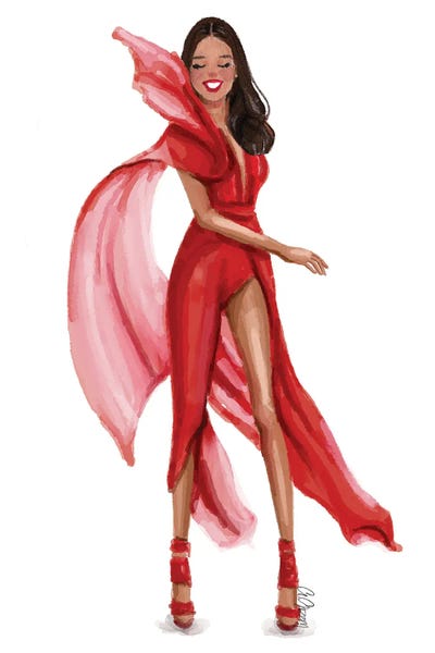 Red Dress by Style of Brush canvas print