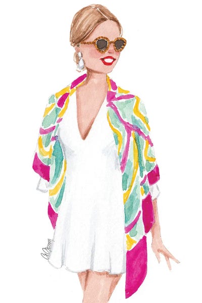 Pink And Yellow Scarf by Style of Brush metal wall art