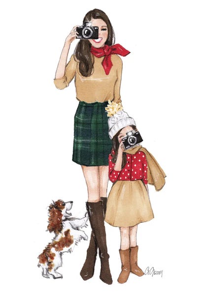 Spaniels: Mother And Daughter by Style of Brush