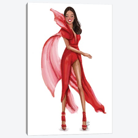Red Dress Canvas Print #SOB5} by Style of Brush Canvas Artwork