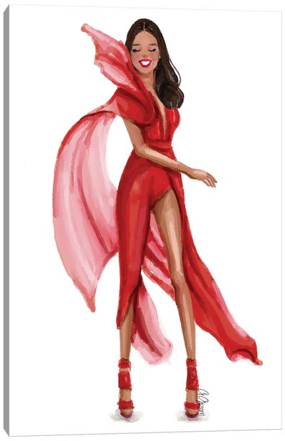 Red Dress Canvas Art Print - Style of Brush