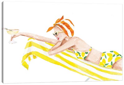 Yellow Towel Canvas Art Print - Women's Swimsuit & Bikini Art